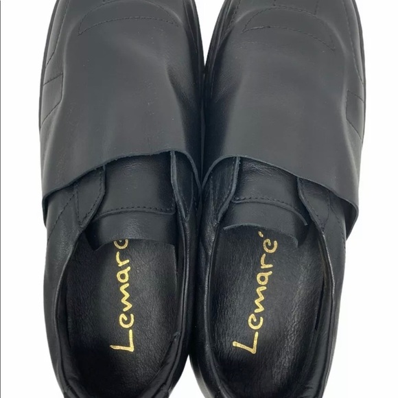 Lemaré Leather Slip On Sneakers Black Fashion - Picture 7 of 9